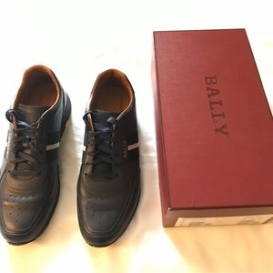 Bally Mens Blue Leather Sneakers